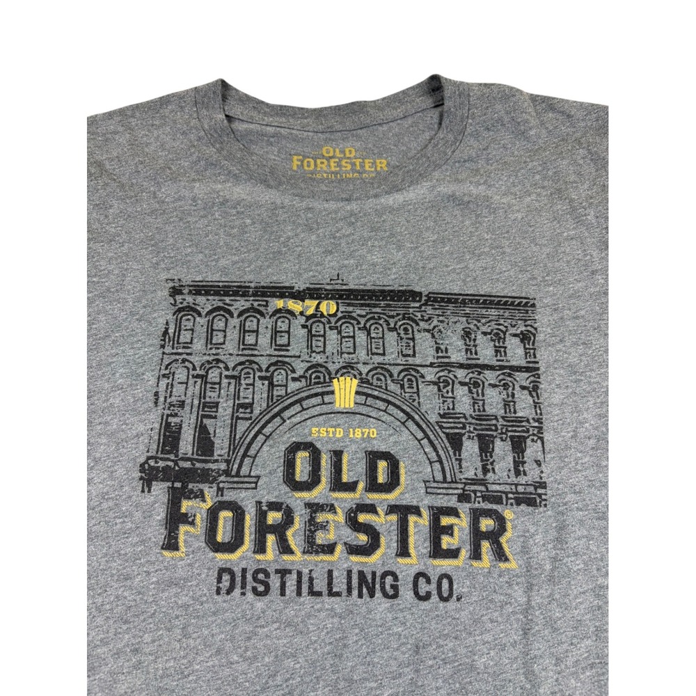 Old Forester Distilling Co Mens Large Heather Gray Graphic T-Shirt Bourbon 1870